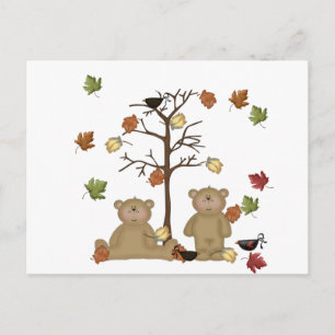 Carte Postale Teddies automnales