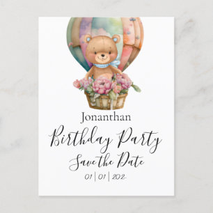 Carte Postale Teddy Bear Anniversaire de fête Enregistrer la dat