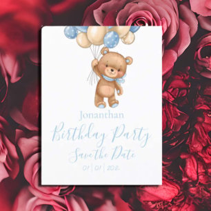 Carte Postale Teddy Bear Anniversaire Party Blue Boy Enregistrer