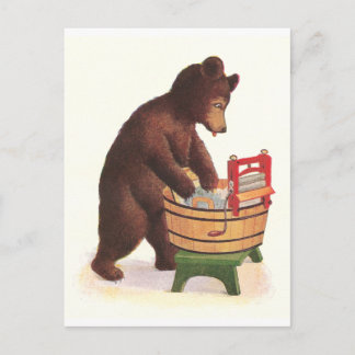 Carte Postale Teddy Bear fait la blanchisserie