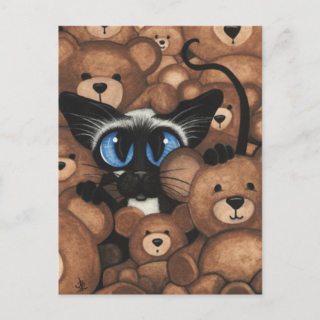Carte Postale Teddy Bear Hug de chat siamois par BiHrLe (Devant)