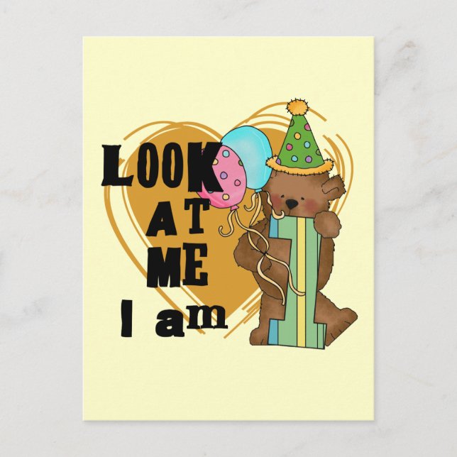 Carte Postale Teddy Bear I'm 1 Anniversaire T-shirts et cadeaux (Devant)