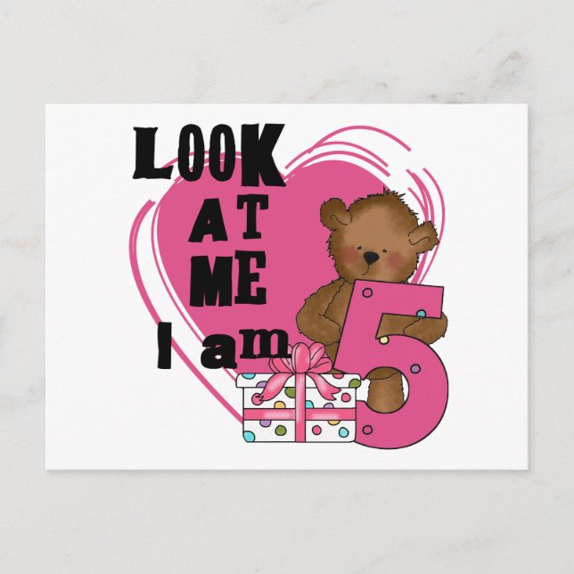 Carte Postale Teddy Bear I'm 5 Anniversaire T-shirts et cadeaux (Devant)