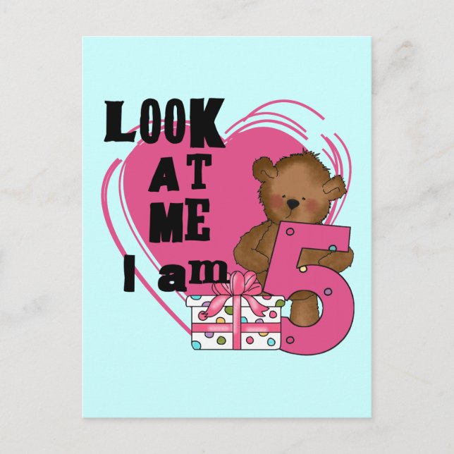Carte Postale Teddy Bear I'm 5 Anniversaire T-shirts et cadeaux (Devant)