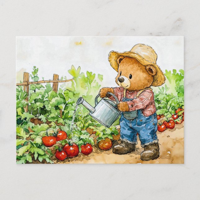 Carte Postale Teddy Bear Watering (Devant)