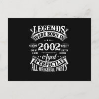 Tee d'anniversaire Légendes Vintage Nées en 2002 