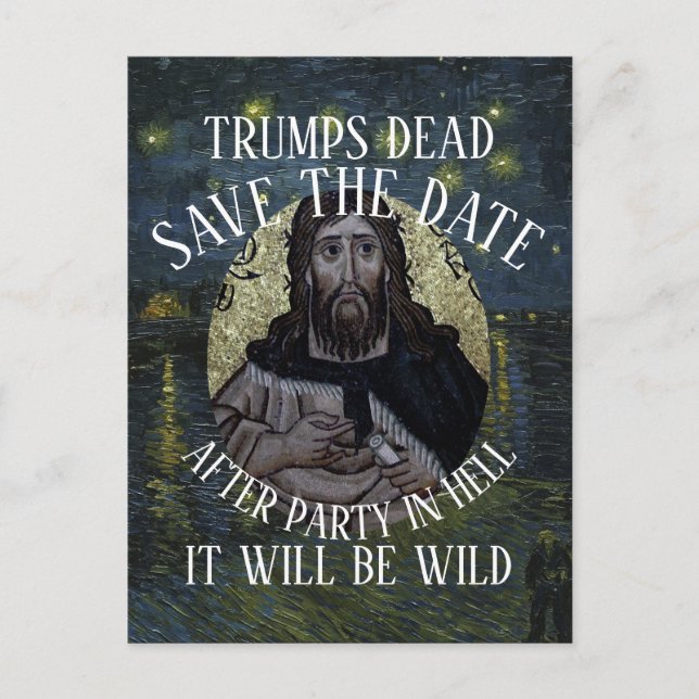 CARTE POSTALE TEE DE FÊTE DE TRUMP MORT HG FV LF (Devant)