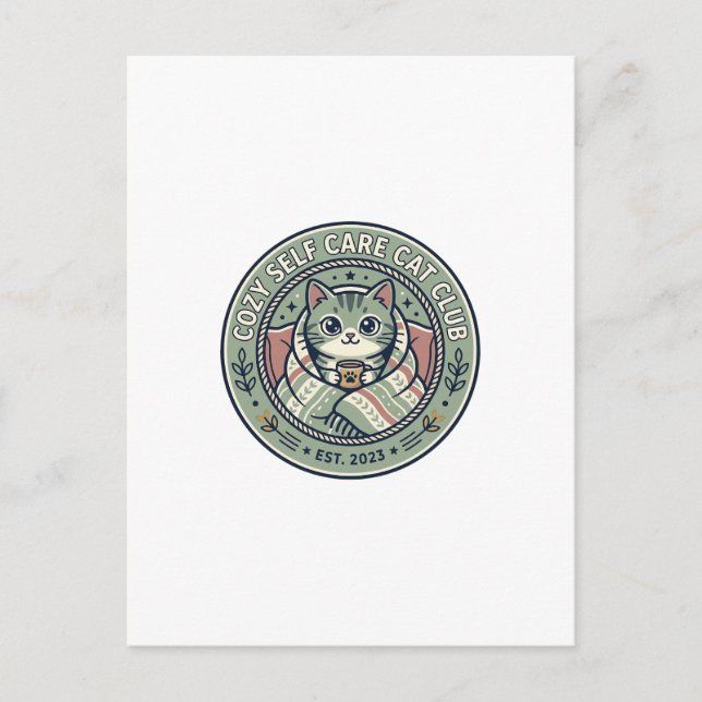 Carte Postale Tee-shirt graphique de chat de soins personnels co (Devant)