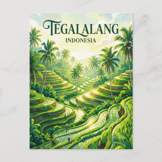 Carte Postale Tegalalang Terrasse de riz Indonésie (Devant)