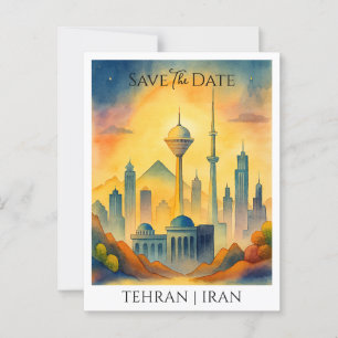 Carte Postale Téhéran Iran customisé aquarelle Enregistrer la da