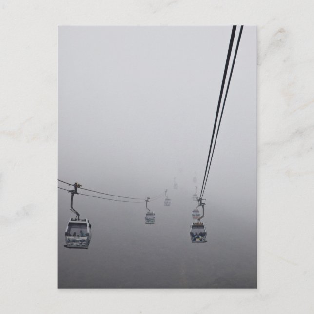Carte Postale Télécabine de Ngong Ping dans un épais brouillard (Devant)