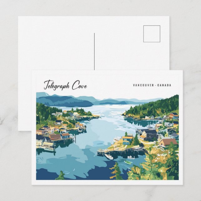 Carte Postale Telegraph Cove Vancouver Canada Illustration (Devant / Derrière)