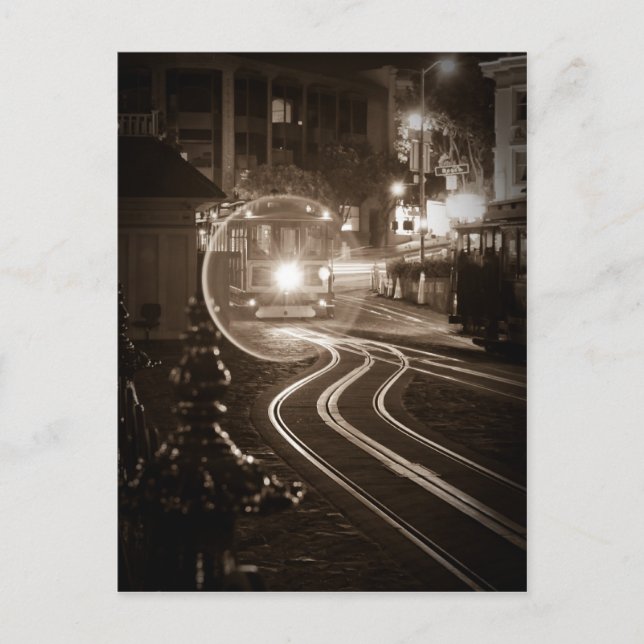 Carte Postale Téléphérique de San Francisco la nuit (Devant)