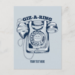 Carte Postale Téléphone à cadran rotatif bleu