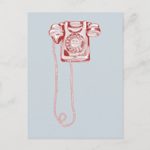 Carte Postale téléphone à cadran rotatif des années 80