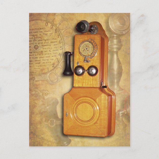 Carte Postale Téléphone mural en bois ancien (Devant)