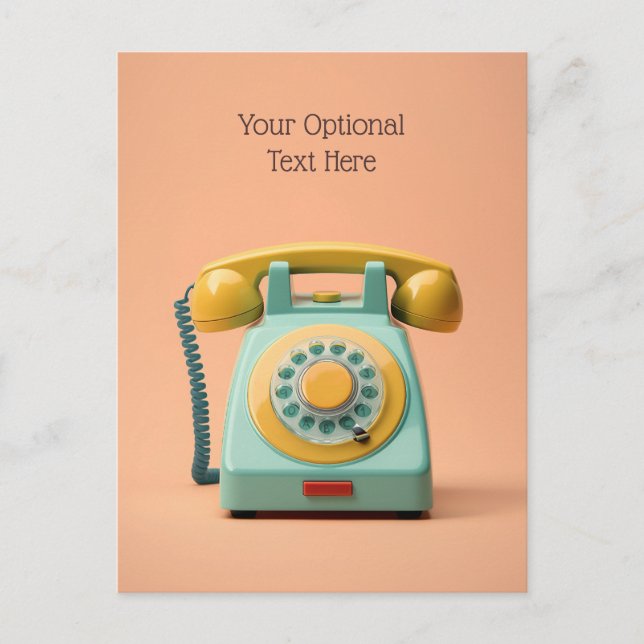 Carte Postale Téléphone rétro-texte personnalisé (Devant)