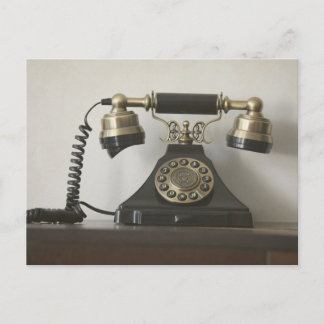 Carte Postale Téléphone rotatif vintage noir laiton