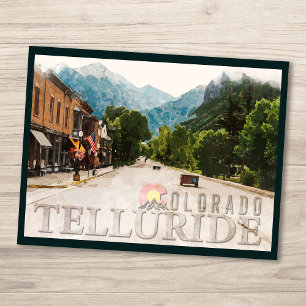 Carte Postale Telluride Colorado Ski Mountains Aquarelle