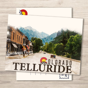 Carte Postale Telluride Colorado Ski Mountains Aquarelle