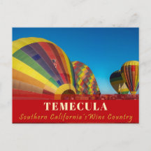Carte postale Temecula Hot Air Ballola Pays du vin