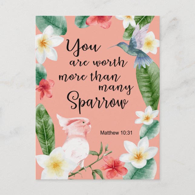 Carte Postale Témoin Jéhovah JW Encouragement Matthieu 10:31 (Devant)