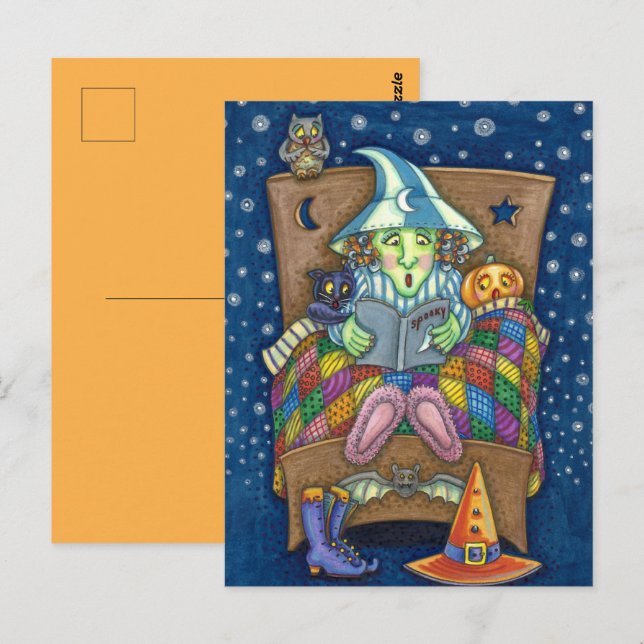 CARTE POSTALE TÉMOIN RACONTE DES HISTOIRES ÉFFRAYANTES DU LIT, H (Devant / Derrière)