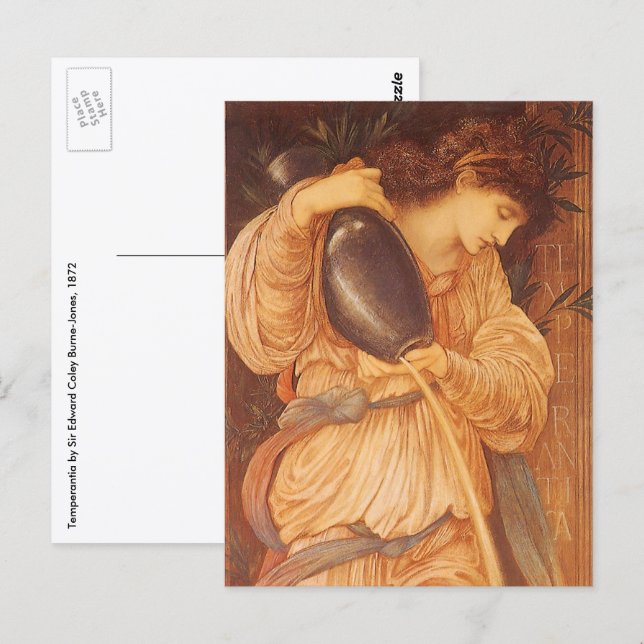 Carte Postale Temperantia par Sir Edward Coley Burne-Jones (Devant / Derrière)
