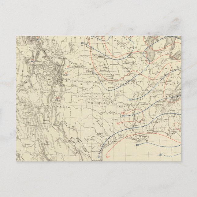 Carte Postale Température moyenne américaine (Devant)