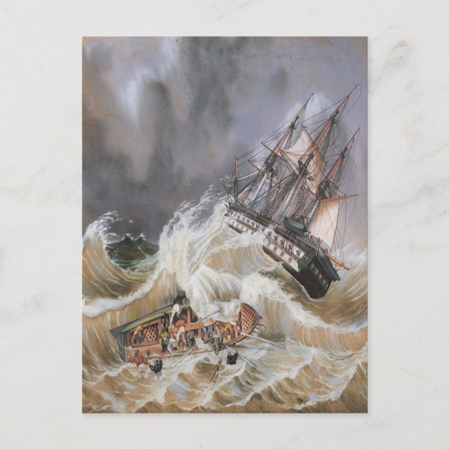 Carte Postale Tempête de navires à Clipper en mer dans les année (Devant)