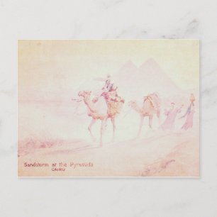 Carte Postale Tempête de sable rose aux pyramides