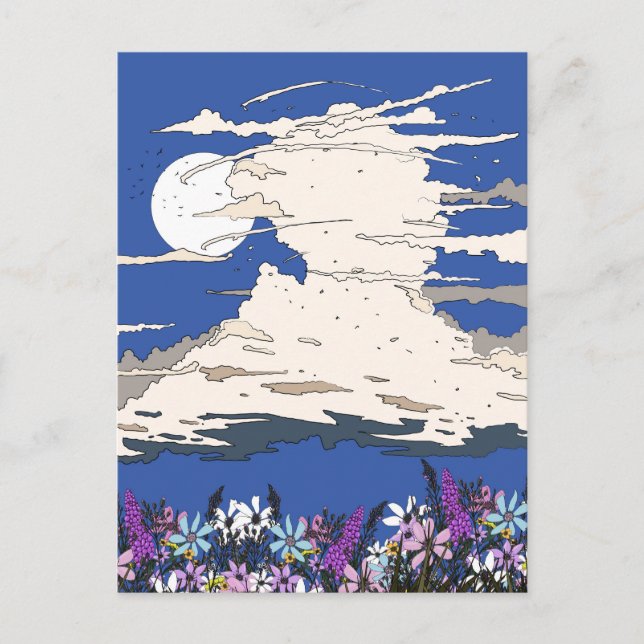 Carte Postale Tempête tropicale et fleurs (Devant)