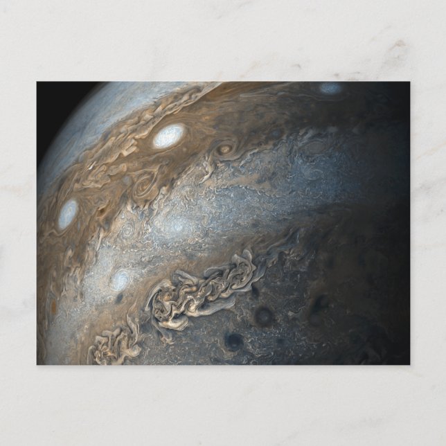 Carte Postale Tempêtes sur Jupiter de Juno Cam (2017) (Devant)