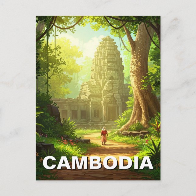 Carte Postale Temple à Angkor Vat Cambodge (Devant)