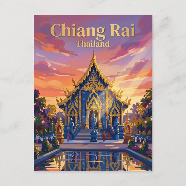 Carte Postale Temple Bleu Thaïlande (Devant)