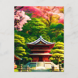 Carte Postale Temple Cherry Blossom
