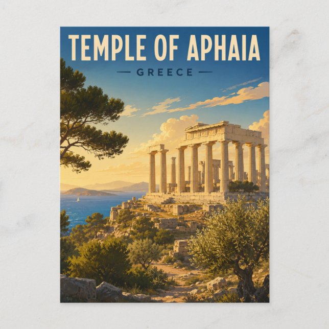 Carte Postale Temple d'Aphaia, île d'Égine Grèce (Devant)