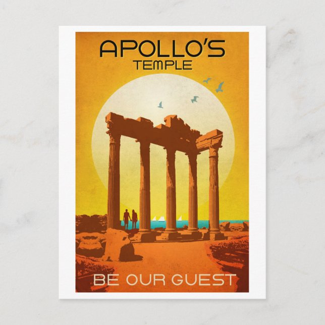 Carte Postale Temple d'Apollo, Turquie, mer Méditerranée, vintag (Devant)