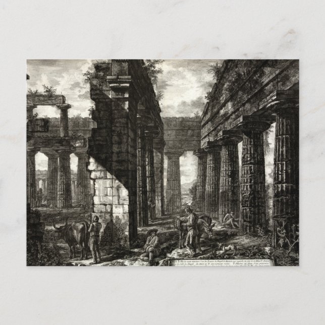 Carte Postale Temple de Neptune, Paestum - Giovanni Piranesi (Devant)
