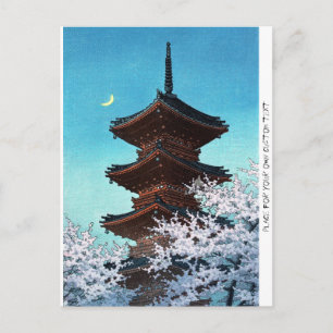 Carte Postale Temple de nuit orientale japonaise cool scène