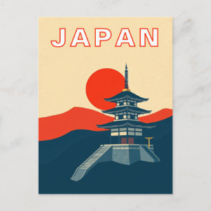 Carte Postale Temple de pagode d'art de voyage rétro du Japon