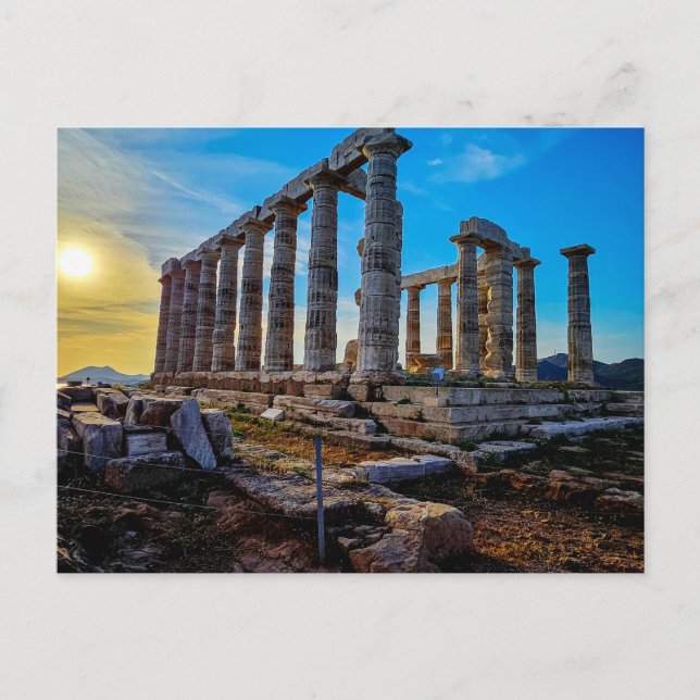 Carte Postale Temple de Poséidon, cap Sounion, Grèce (Devant)
