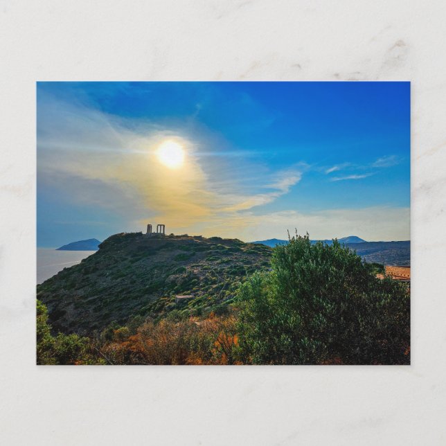 Carte Postale Temple de Poséidon, cap Sounion, Grèce (Devant)