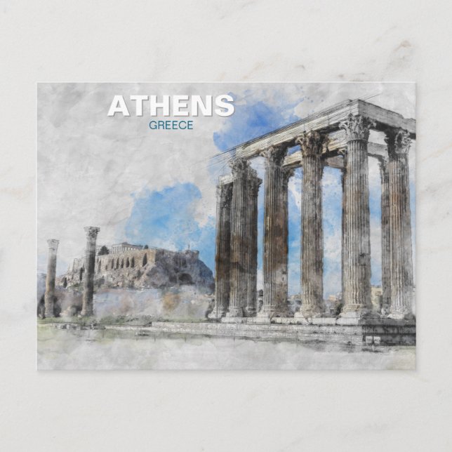 Carte Postale Temple de Zeus Athènes – Voyage en Grèce Vintage (Devant)