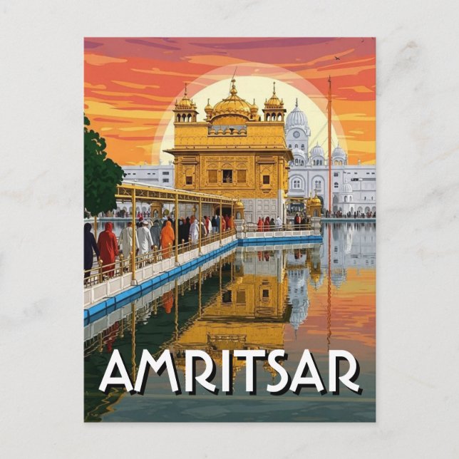 Carte Postale Temple d'or d'Amritsar Inde (Devant)