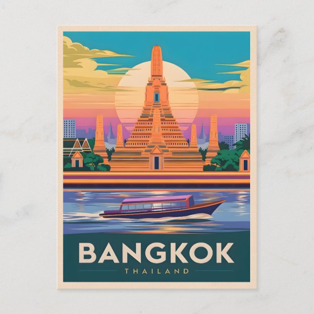 Carte Postale Temple du coucher de soleil de Bangkok Thaïlande V (Devant)