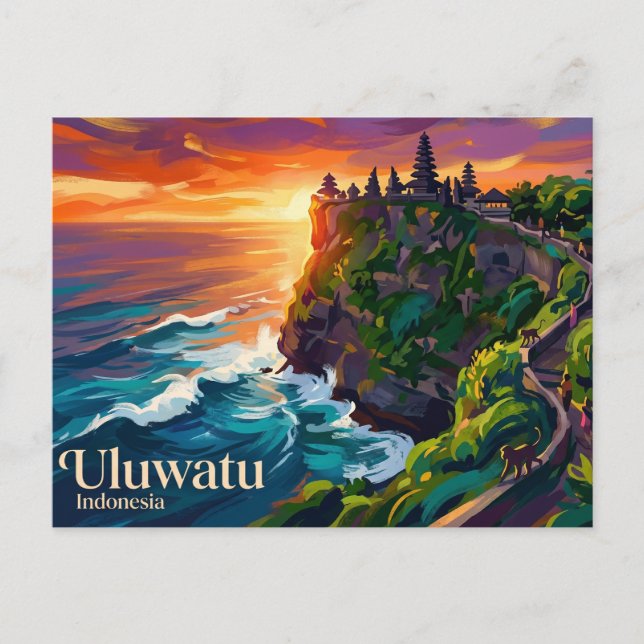 Carte Postale Temple d'Uluwatu Indonésie (Devant)
