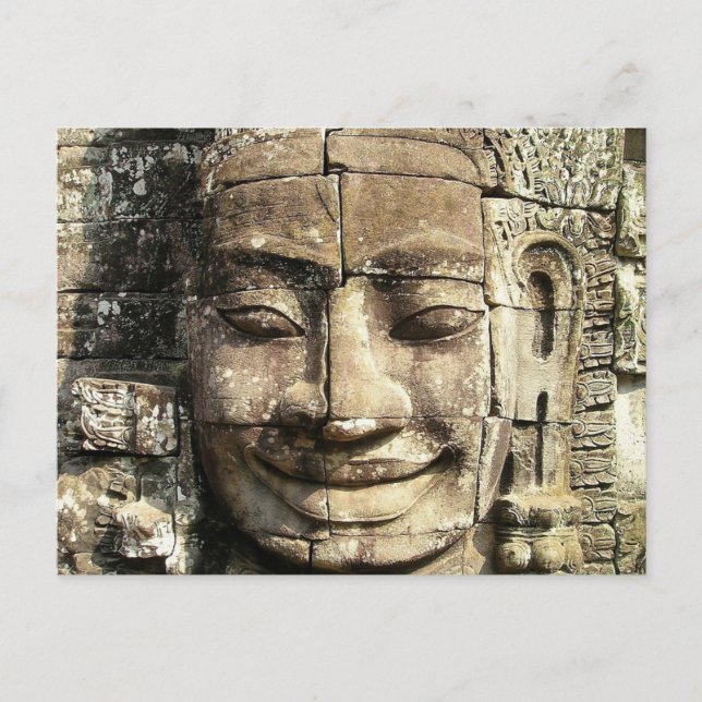 Carte Postale Temple Face, Cambodge Vintage (Devant)