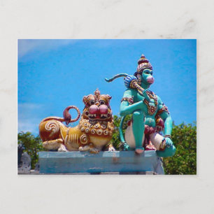 Carte Postale temple hindou, singe et lion