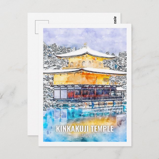 Carte Postale Temple Kinkakuji Japon Aquarelle de voyage (Devant / Derrière)